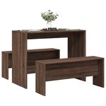 vidaXL Ensemble table à manger et bancs 3 Pièces bois d'ingénierie