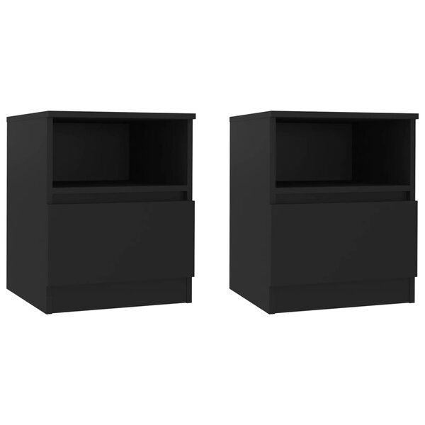 vidaXL Tables de chevet 2 Pièces Noir 40x40x50 cm Aggloméré