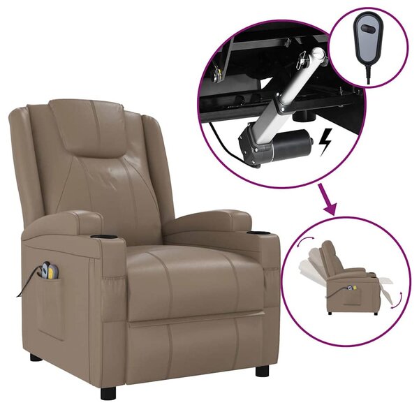 vidaXL Fauteuil de massage électrique Cappuccino Similicuir