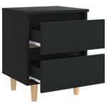 vidaXL Tables de chevet avec pieds en pin 2 Pièces Noir 40x35x50 cm