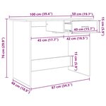 vidaXL Bureau Chêne noir 100 x 50 x 76 cm Bois d'ingénierie