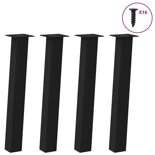 vidaXL Pieds de table console 4 pièces Noir 72 cm Acier