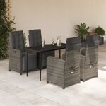 vidaXL Ensemble à manger de jardin 5 Pièces coussins gris résine tressée