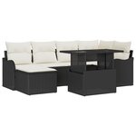 Ensemble de Canapés de Jardin 7 pièces avec Coussins Noir en Rattan Synthétique