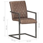 vidaXL Chaises à manger cantilever lot de 2 marron cuir véritable