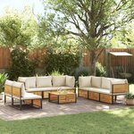 vidaXL Salon de jardin avec coussins 9 Pièces bois massif d'acacia