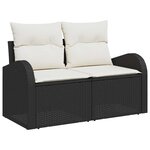 vidaXL Ensemble de canapé de jardin avec coussin 7 Pièces Noir et crème