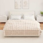vidaXL Couverture en Fourrure de Lapin Synthétique Beige 150 x 220 cm