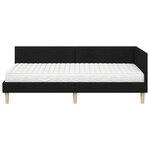 vidaXL Cadre de lit d'angle avec matelas 2 pc Noir 90 x 190 cm tissu
