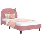 vidaXL Cadre de lit pour enfants avec tête de lit Rose 90 x 190 cm