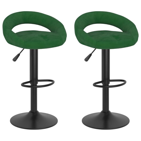 vidaXL Tabourets de bar lot de 2 vert foncé velours