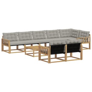 vidaXL Ensemble de canapés d'extérieur 9 Pièces Blanc et gris clair