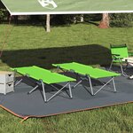 vidaXL Lit de camping pliant 2 Pièces Vert foncé 62 x 194 x 42 cm