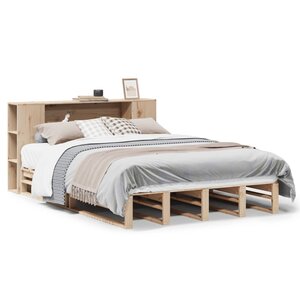 vidaXL Lit bibliothèque sans matelas 140x190 cm bois massif