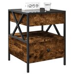 vidaXL Table de chevet avec LED infini chêne fumé 40x40x51 cm