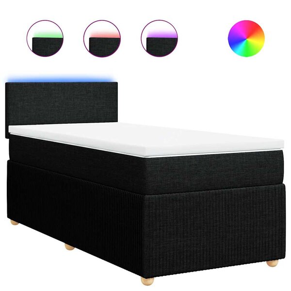 vidaXL Sommier à lattes de lit et matelas Noir 80x200 cm Tissu
