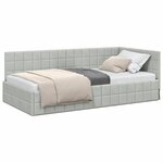 vidaXL Cadre de lit d'angle Gris clair 100 cm x 200 cm tissu