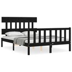 vidaXL Cadre de lit avec tête de lit noir 140x190 cm bois massif