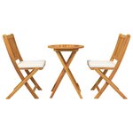 Ensemble bistro de jardin 3 pièces en bois d'acacia massif
