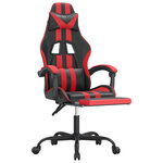 vidaXL Chaise de jeu pivotante et repose-pied Noir et rouge Similicuir