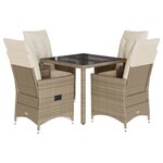 vidaXL Ensemble à manger de jardin avec coussins 5Pièces Beige poly rotin