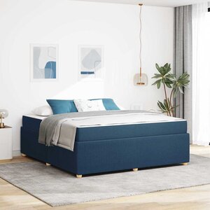 vidaXL Cadre de lit avec matelas Bleu 180 x 200 cm tissu