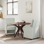 vidaXL Chaises de Salle à Manger avec Roues 2 Pièces Gris clair Velours