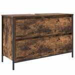 vidaXL Meuble de salle de bain lavabo tiroirs chêne fumé 90x34 5x60 cm