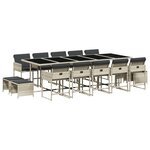 vidaXL Ensemble à manger de jardin et coussins 15 Pièces gris clair rotin