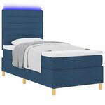 vidaXL Lit à ressort LED avec matelas Bleu 90 x 200 cm tissu