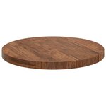 vidaXL Plateau de table Marron foncé Ø 60 x 4 cm Chêne massif