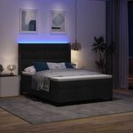 vidaXL Lit à ressort LED avec matelas Noir 140 x 200 cm tissu