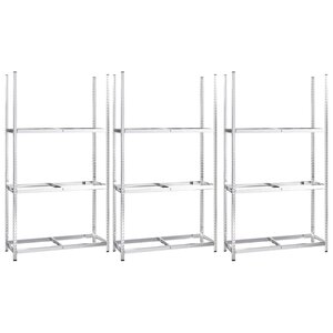 vidaXL Porte-pneus à 3 niveaux 3 Pièces Argenté 110x40x200 cm Acier