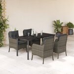 vidaXL Ensemble à manger de jardin 5 Pièces coussins gris résine tressée