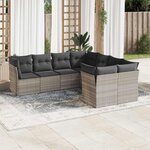 vidaXL Salon de jardin 8 Pièces avec coussins gris clair résine tressée