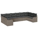 vidaXL Ensemble de canapé de jardin 10 Pièces Gris Poly rotin