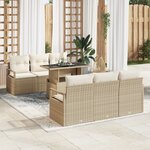 Ensemble de Canapés de Jardin vidaXL 7 pièces avec Coussins Beige Rotin Poly