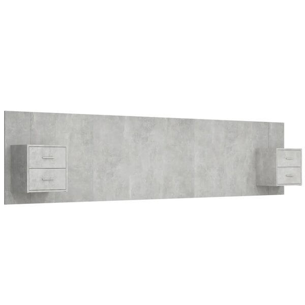 vidaXL Tête de lit avec armoires Gris béton Bois d'ingénierie