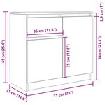 vidaXL Buffet avec tiroir gris béton 71x35x65 cm bois d'ingénierie