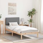 vidaXL Cadre de lit avec tête de lit rembourrée Gris clair 75 x 190 cm