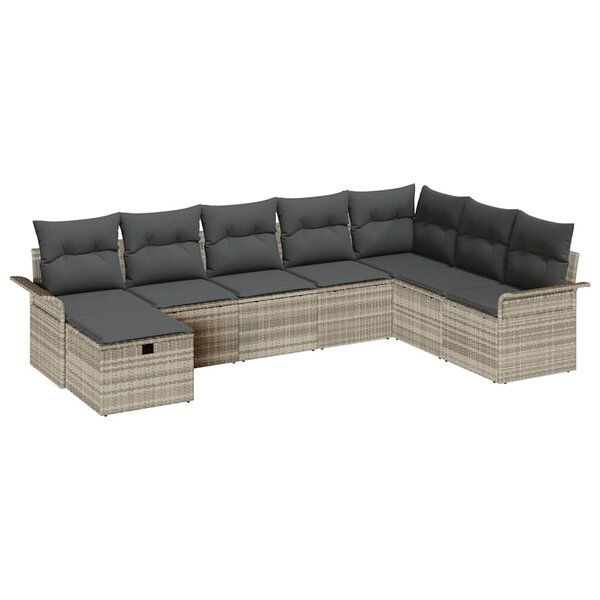 vidaXL Ensemble de canapé de jardin 8 Pièces Gris clair polyrotin