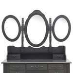 vidaXL Coiffeuse avec tabouret et miroir pliable en 3 Gris