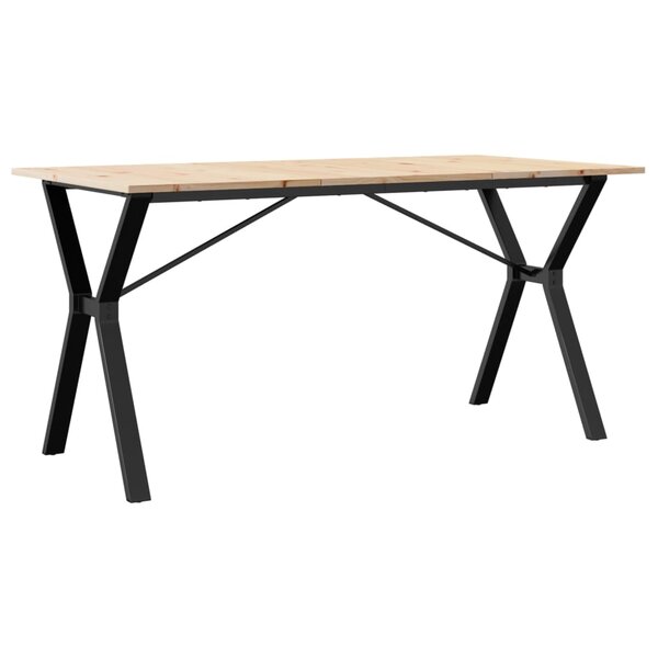 vidaXL Table à manger cadre en Y 160x80x75 cm bois de pin massif fonte
