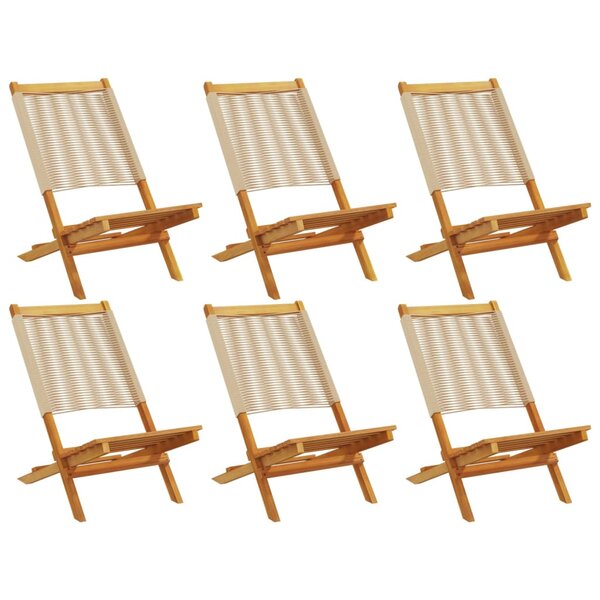 vidaXL Chaises de jardin pliantes lot de 6 beige bois d'acacia massif