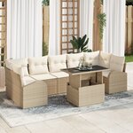 vidaXL Ensemble de canapé de jardin 8 pièces avec coussins Beige Poly Rattan