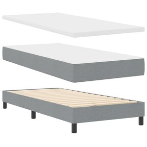 Lit avec Sommier à Ressorts et Matelas vidaXL Gris Clair 90x200 cm Tissu