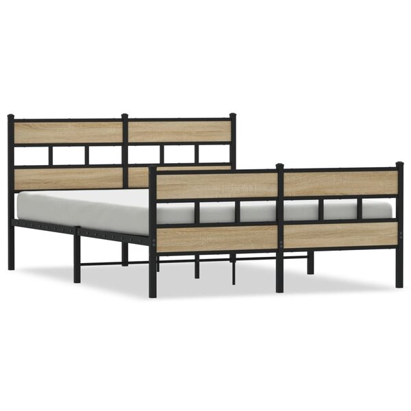 vidaXL Cadre de lit en métal sans matelas chêne sonoma 150x200 cm