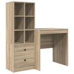 vidaXL Bureau avec tiroir avec étagère 2 Pièces Chêne Sonoma