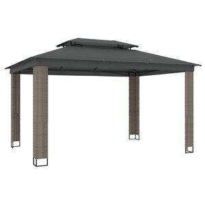 vidaXL Tonnelle à double toit anthracite 3 94x2 96 m acier