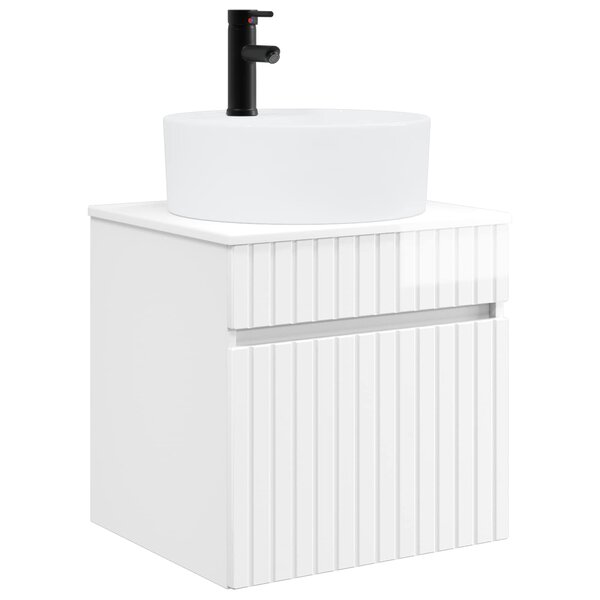 vidaXL Meuble de lavabo mural Blanc brillant 49 x 44 5 x 65 cm